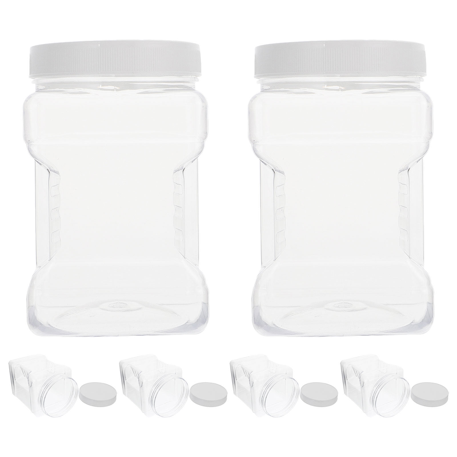 Food Storage Jars Plastic - 6 Adet Şeffaf Kare Plastik Saklama