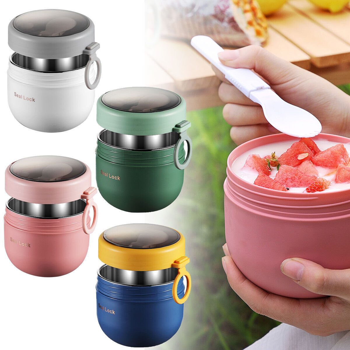 Food Storage Thermos - 600ML paslanmaz çelik öğle yemeği kutusu
