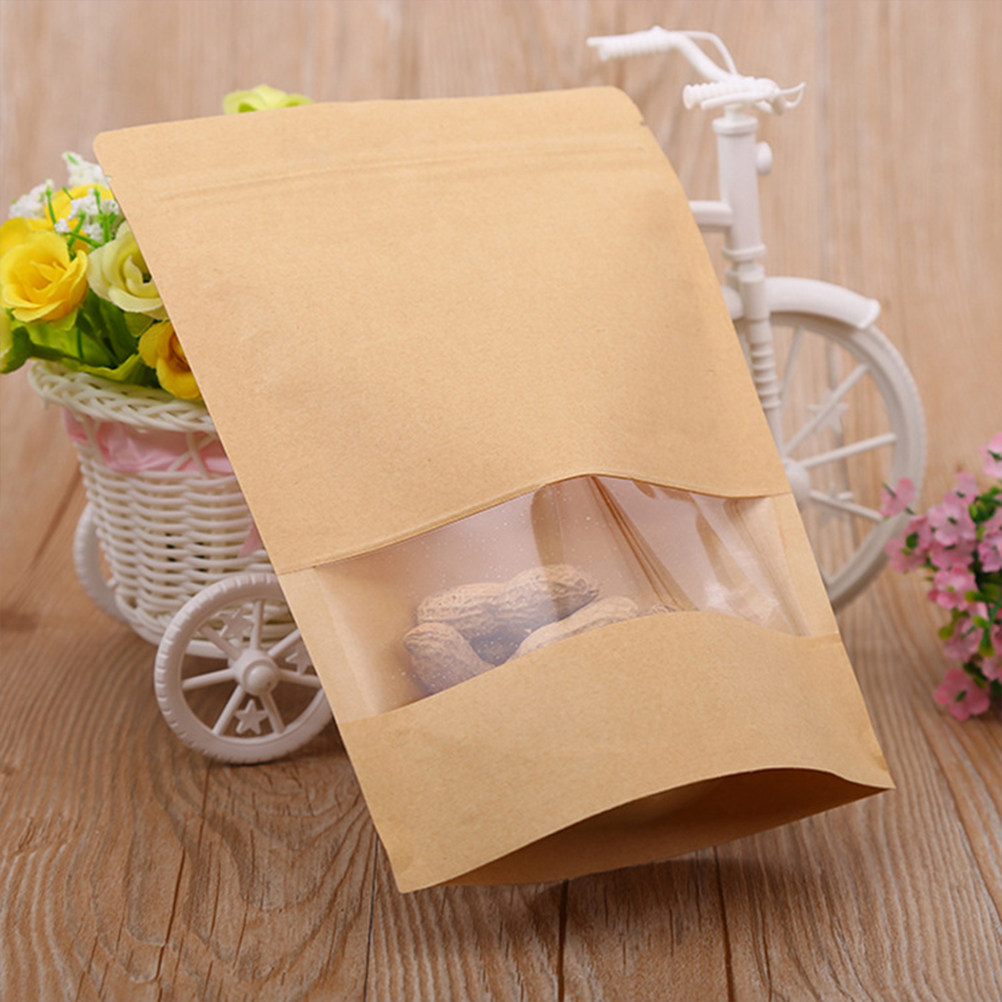 Food Storage Zipper Bags - 50 Adet Kraft Kağıt Fermuarlı Mühürlü