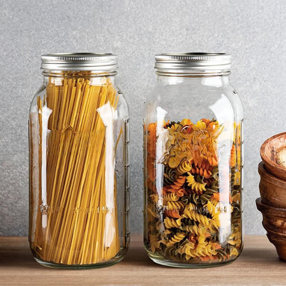 Food Storage Glass Containers Large - 2000ML Geniş Ağızlı Mason Cam Kavanoz,