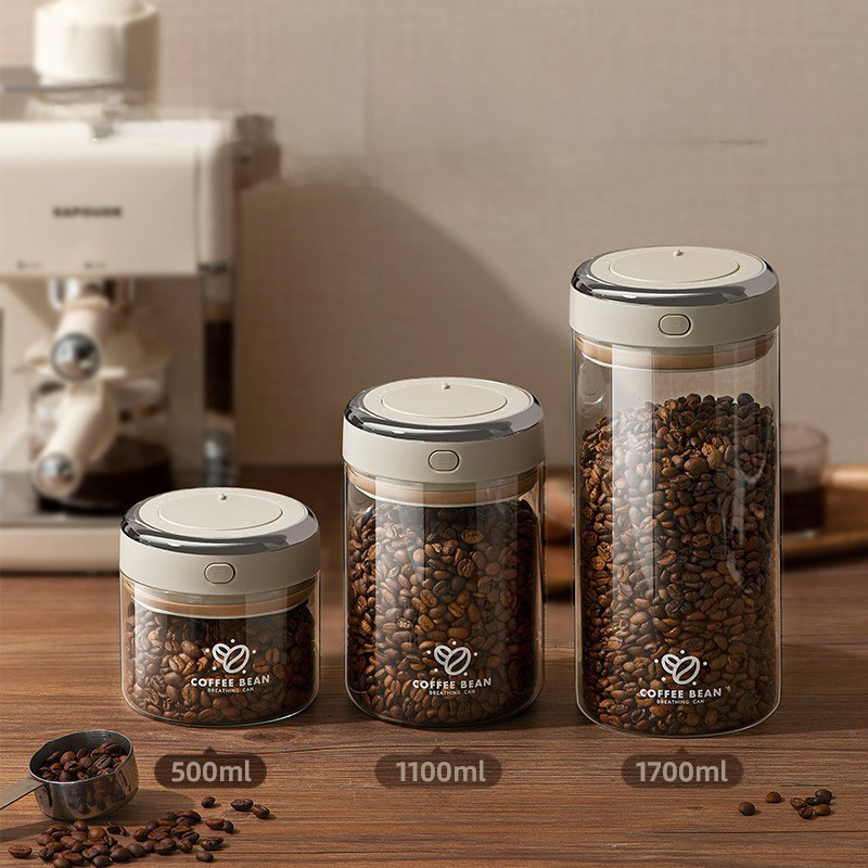 Food Storage Vacuum Containers - 500/1100/1700ml Kahve Çekirdekleri Vakumlu Kapalı Tank