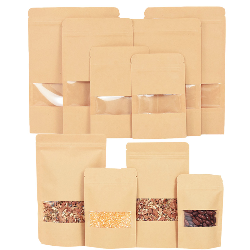 Food Storage Zipper Bags - 20/50 adet Kraft Kağıt kilitli poşetler