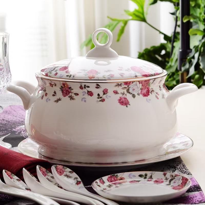 Food Storage Plants - 9 İnç, Kemik Çini Yemek Saklama