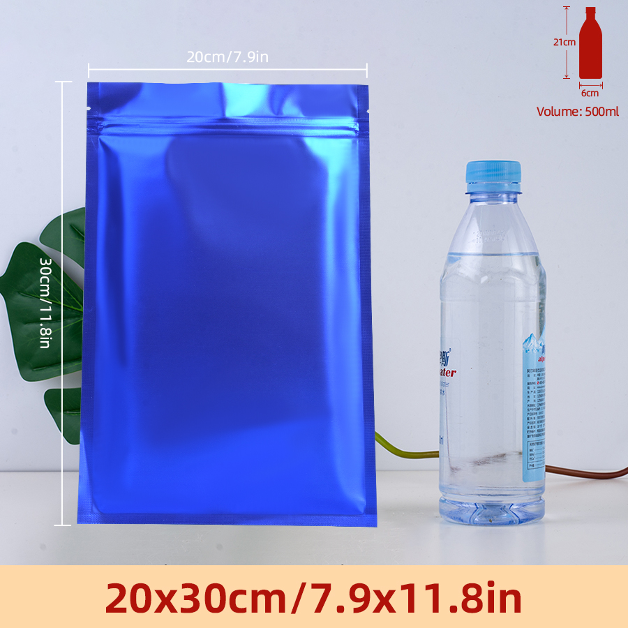 Food Storage Zipper Bags - 100 adet Mat Mavi Folyo Fermuarlı